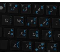 Qwerty Keys Greek Transparent Keyboard Stickers With WHITE Letters - Suitable for ANY Keyboard