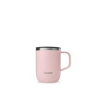 QWETCH - Recycled Stainless Steel Insulated Mug with Handle - Pastel Pink 350ml - Insulated Coffee & Tea - 6h Hot & 12h Cold - Anti-Splash Sliding Cap & Infuser Compatible