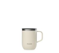 QWETCH - Recycled Stainless Steel Insulated Mug with Handle - Sand 350ml - Insulated Coffee & Tea Mug - 6h Hot & 12h Cold - Splash-Proof Sliding Cap & Infuser Compatible