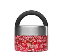 QWETCH - Stainless Steel Insulated Lunch Box with Handle - Food Container - Keeps Food Hot 5h / Cold 7h - Leakproof & BPA-Free (Red Flowers, 650 ml)