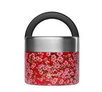 QWETCH - Stainless Steel Insulated Lunch Box with Handle - Food Container - Keeps Food Hot 5h / Cold 7h - Leakproof & BPA-Free (Red Flowers, 850 ml)