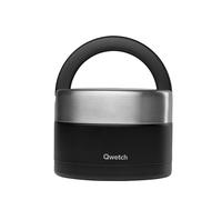 QWETCH - Stainless Steel Insulated Lunch Box with Handle - Food Container - Keeps Food Hot 5h / Cold 7h - Leakproof & BPA-Free (Black, 650 ml)
