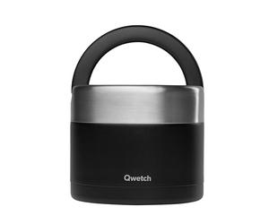 QWETCH - Stainless Steel Insulated Lunch Box with Handle - Food Container - Keeps Food Hot 5h / Cold 7h - Leakproof & BPA-Free (Black, 850 ml)