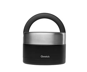 QWETCH - Stainless Steel Insulated Lunch Box with Handle - Food Container - Keeps Food Hot 5h / Cold 7h - Leakproof & BPA-Free (Black, 650 ml)