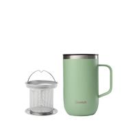 QWETCH Tea Infuser Mug with Handle 470ml - Lime Green Recycled Stainless Steel - Keeps Drinks Hot 6h / Cold 12h - BPA-Free, Splash-Proof Lid, Built-in Stainless Filter