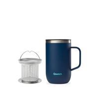 QWETCH Tea Infuser Mug with Handle 470ml - Midnight Blue Recycled Stainless Steel - Keeps Drinks Hot 6h / Cold 12h - BPA-Free, Splash-Proof Lid, Built-in Stainless Filter