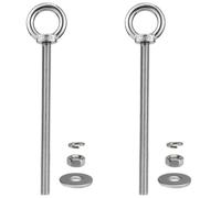 QWETRY M10 x 150mmStainless Steel Eye Bolt with Nuts 2 Pack, 3/8" x 6 inch Long Shoulder Lifting Ring Eye Bolt for Boat & Hanging, Heavy Duty Marine Grade Threaded Eyebolts for Tie Down Outdoor