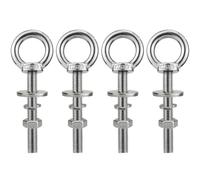 QWETRY M10 x 76mm Stainless Eye Bolt with Nuts 4 Pack, 3/8" x 3 inch Long Shoulder Lifting Ring Eye Bolt for Boat & Hanging, Heavy Duty Marine Grade Threaded Eyebolts for Swing Tie Down Outdoor