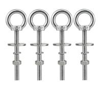 QWETRY M8 x 76mm Stainless Eye Bolt with Nuts 4 Pack, 5/16" x 3 inch Long Shoulder Lifting Ring Eye Bolt for Boat & Hanging, Heavy Duty Marine Grade Threaded Eyebolts for Swing Tie Down Outdoor