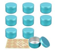QWFVHJ Cosmetic Travel Containers,Travel Jars For Toiletries,10 Pieces 50 ml Empty Brown Round Aluminum Tin Jars with Lids Cosmetics Containers Pots for DIY(Blue)