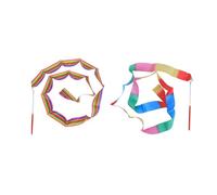 QWFVHJ Dance Ribbons，2pcs Colorful Rhythmic Gymnastics Ribbons for Dancing Streamers with Flame Stitching for Twirling Artistic Training and Circus Performance