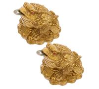 QWFVHJ Feng Shui Toad，2pcs Three-legged Money Toad Figurines Resin Frog Statues with Coin for Office Desk Home Decor Lucky Wealth Treasure Basin Sculptures