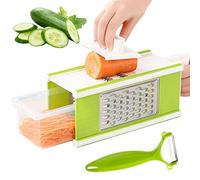 QWFVHJ Multi-Purpose Vegetable Slicer, Chopper & Cutter - Four-Sided Design with Stainless Steel Blades & ABS Body - Green