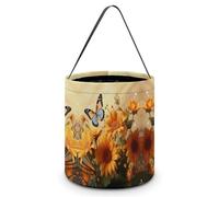 QWHJK Candy Bags,Cute Sunflower And Butterfly Print Halloween Candy Tote Bag,reusable Candy Bucket,fashionable Candy Tote Bag, Cute Sunflower and Butterfly, One Size