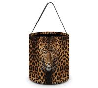QWHJK Candy Bags,Depict A Leopard Print Halloween Candy Tote Bag,reusable Candy Bucket,fashionable Candy Tote Bag, Depict a Leopard, One Size