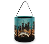 QWHJK Candy Bags,Four Black Cats Lying on The Piano Keyboard Print Halloween Candy Tote Bag,reusable Candy Bucket,fashionable Candy Tote Bag, Four Black Cats Lying on the Piano Keyboard, One Size