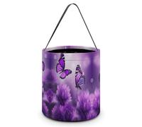 QWHJK Candy Bags,Purple Flower Butterflies Print Halloween Candy Tote Bag,reusable Candy Bucket,fashionable Candy Tote Bag, Purple Flower Butterflies, One Size