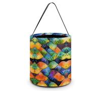 QWHJK Candy Bags,Rainbow Fish Scale Print Halloween Candy Tote Bag,reusable Candy Bucket,fashionable Candy Tote Bag, Rainbow Fish Scale, One Size