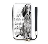 QWHJK Minimalist Wallet for Men,Dachshund Music Notes Print Bifold Wallet,cute Wallet,travel Wallet Womens, Dachshund Music Notes, 20x10.5cm, Modern