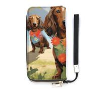 QWHJK Minimalist Wallet for Men,Dachshund Tropical Painting Art Print Bifold Wallet,cute Wallet,travel Wallet Womens, Dachshund Tropical Painting Art, 20x10.5cm, Modern