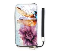 QWHJK Minimalist Wallet for Men,Dragonfly Watercolor Painting Print Bifold Wallet,cute Wallet,travel Wallet Womens, Dragonfly Watercolor Painting, 20x10.5cm, Modern