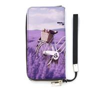 QWHJK Minimalist Wallet for Men,Lavender Field Bike Print Bifold Wallet,cute Wallet,travel Wallet Womens, Lavender Field Bike, 20x10.5cm, Modern