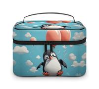 QWHJK Multi-function Storage Bag, Cute Penguin with Balloon Printed Bathroom Storage Makeup Bag, Portable Multi-function Storage Bag, Cute penguin with balloon, 25x18x15cm