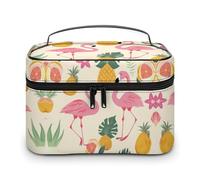 QWHJK Multi-function Storage Bag, Flamingos And Pineapples Printed Bathroom Storage Makeup Bag, Portable Multi-function Storage Bag, Flamingos and Pineapples, 25x18x15cm