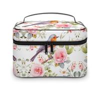 QWHJK Multi-function Storage Bag, Floral Watercolor Robin Bird Printed Bathroom Storage Makeup Bag, Portable Multi-function Storage Bag, Floral Watercolor Robin Bird, 25x18x15cm