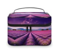 QWHJK Multi-function Storage Bag, Lavender Fields Printed Bathroom Storage Makeup Bag, Portable Multi-function Storage Bag, lavender fields, 25x18x15cm