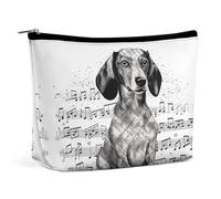 QWHJK Travel Cosmetic Bag,Dachshund Music Notes Print Handheld Cosmetic Travel Bag,simple Cosmetic Bag,cosmetic Bag for Purse, Dachshund Music Notes, One Size