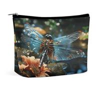 QWHJK Travel Cosmetic Bag,Dragonfly Flying on The Pond Print Handheld Cosmetic Travel Bag,simple Cosmetic Bag,cosmetic Bag for Purse, Dragonfly flying on the pond, One Size