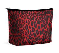 QWHJK Travel Cosmetic Bag,Red Leopard Pattern Print Handheld Cosmetic Travel Bag,simple Cosmetic Bag,cosmetic Bag for Purse, Red Leopard Pattern, One Size