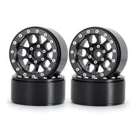 QWHTYO Compatible With Axial For SCX10 CC01 F350 D90 D110 For TRX4 For TRX6 1/10 RC Crawler Car Parts 4PCS Metal 1.9" Beadlock Wheel Rim Hub RC Spare Part(Black)