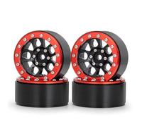 QWHTYO Compatible With Axial For SCX10 CC01 F350 D90 D110 For TRX4 For TRX6 1/10 RC Crawler Car Parts 4PCS Metal 1.9" Beadlock Wheel Rim Hub RC Spare Part(Red)