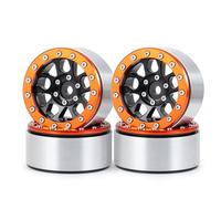 QWHTYO Compatible With Axial For SCX10 CC01 F350 D90 D110 For TRX4 For TRX6 1/10 RC Crawler Car Parts 4PCS Metal 1.9" Beadlock Wheel Rim Hub RC Spare Part(Orange)
