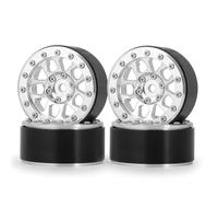 QWHTYO Compatible With Axial For SCX10 CC01 F350 D90 D110 For TRX4 For TRX6 1/10 RC Crawler Car Parts 4PCS Metal 1.9" Beadlock Wheel Rim Hub RC Spare Part(Silver)