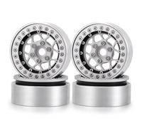 QWHTYO Compatible With Axial For SCX10 CC01 F350 D90 For TRX4 For TRX6 1/10 RC Crawler Car Parts 4Pcs 1.9" Beadlock Wheel Rim Metal Wheel Hub RC Spare Part(Silver)