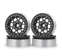 QWHTYO Compatible With Axial For SCX10 CC01 F350 D90 For TRX4 For TRX6 1/10 RC Crawler Car Parts 4Pcs 1.9" Beadlock Wheel Rim Metal Wheel Hub RC Spare Part(Black)