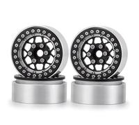 QWHTYO Compatible With Axial For SCX10 CC01 F350 D90 For TRX4 For TRX6 1/10 RC Crawler Car Parts 4Pcs 1.9" Beadlock Wheel Rim Metal Wheel Hub RC Spare Part(Silver Black)