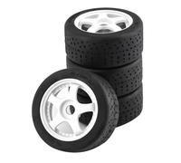 QWHTYO RC Car Tires Tyre Rims Compatible With ARRMA For INFRACTION 6S F1 For LIMITLESS 1/7 RC Cars Upgrade Part Accessory 4Pcs Plastic Wheel Rubber Tire(White)