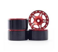 QWHTYO RC Car Tires Tyre Rims Compatible With AX24 For TRX4M For Bronco For Axial SCX24 For JLU C10 B17 Metal 1.0 Inch Wheel Rims Tires For 1/24 1/18 RC Crawler(Red)