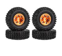 QWHTYO RC Car Tires Tyre Rims Compatible With Axial SCX24 FCX24 TRX4M 1/24 RC Car Upgrade Parts 1.0" Metal Beadlock Wheel Tires Spacers RC Car Tires(Orange)