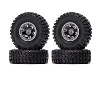 QWHTYO RC Car Tires Tyre Rims Compatible With Axial SCX24 FCX24 TRX4M 1/24 RC Car Upgrade Parts 1.0" Metal Beadlock Wheel Tires Spacers RC Car Tires(Black)