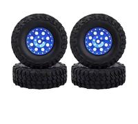 QWHTYO RC Car Tires Tyre Rims Compatible With Axial SCX24 FCX24 TRX4M 1/24 RC Car Upgrade Parts 1.0" Metal Beadlock Wheel Tires Spacers RC Car Tires(Blue)