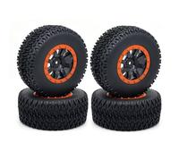 QWHTYO RC Car Tires Tyre Rims Compatible With Huanqi 727 For REMO 1:10 RC For Model Cars Short-course Truck Tire Parts Off-road Vehicle For Buggy Tires Wheel Wheels(A-ORANGE)