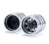 QWHTYO RC Car Tires Tyre Rims Compatible With Tamiya Rear Wheel Rim Aluminum Alloy 10 Spokes Wheel Hub For 1/14 RC Trailer Tractor Truck Car Wheels Tires Upgrade Part(2pcs)