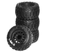 QWHTYO RC Car Tires Tyre Rims Compatible With TRAXXAS For MAXX For ARRMA For Granite For KRATON For Outcast 1/10 RC 128mm For Monster Stunt Truck Tire And Hex(Black,A)