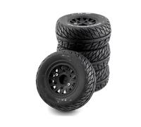 QWHTYO RC Car Tires Tyre Rims Compatible With TRAXXAS For Slash For ARRMA For SENTON For Vkar For SCTX10 For HPI 1/8 1/10 RC Car Short Course Truck 4Pcs 113mm Tire(Black)