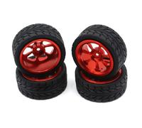 QWHTYO RC Car Tires Tyre Rims Compatible With Wltoys 144001 A959 A959-B 124019 124018 RC Car Parts Upgrade Accessories 65Mm Metal Wheel Rim Grip Rubber Tires Tyres(Red)